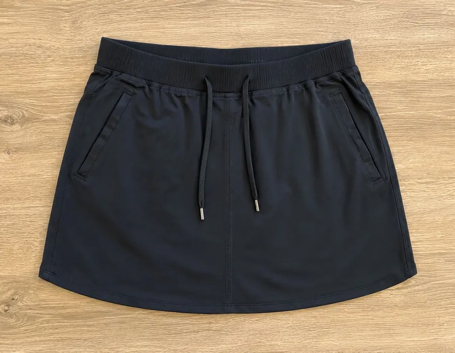L.L.Bean Black Active Skort Medium | Drawstring Performance Golf Tennis Hiking