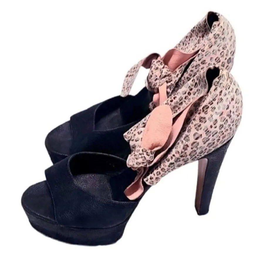 Michael Perry High Heel Cheetah Print Leather 10 Pink