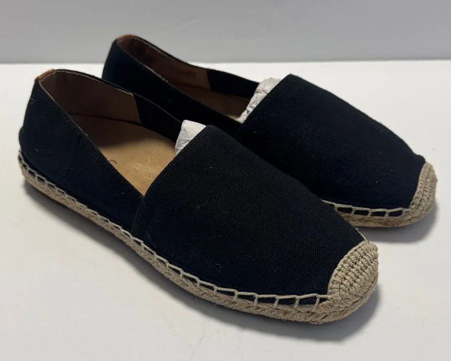 Vionic Women's Black Canvas Espadrille Flats Travel Vacation Resort