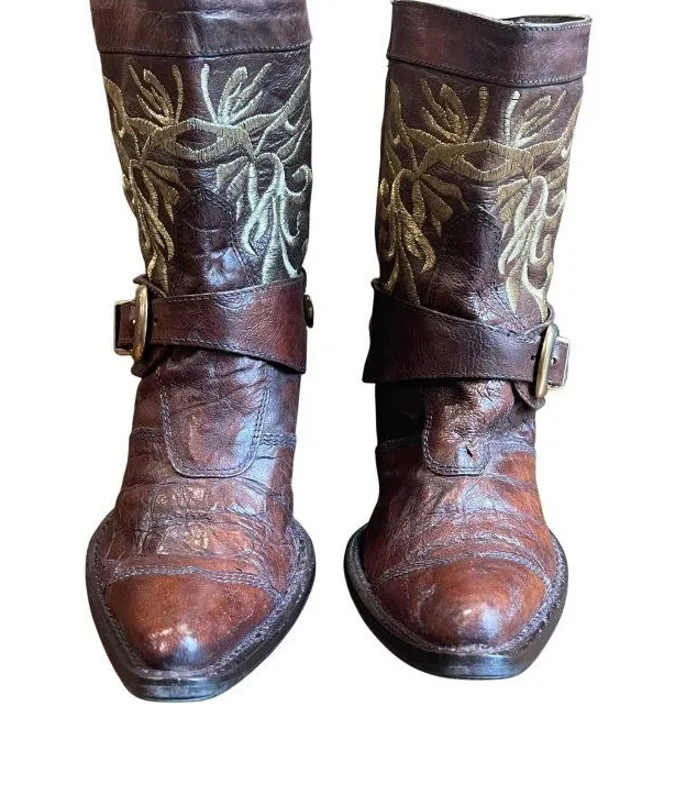 Vintage Heyraud Embroidered Leather Boots Women's EU 37 (US 6