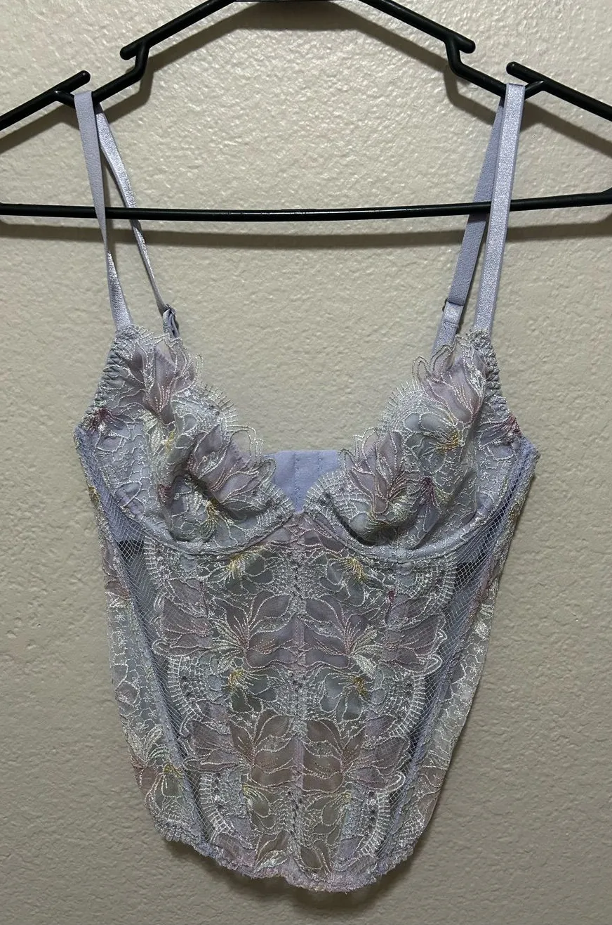 Victoria’s Secret Dream Angels Lavender Floral Lace Corset Bustier XS