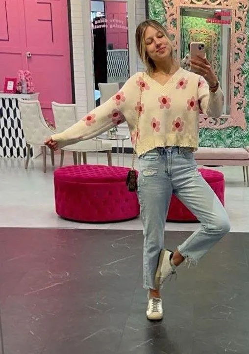 Pink Flower Sweater