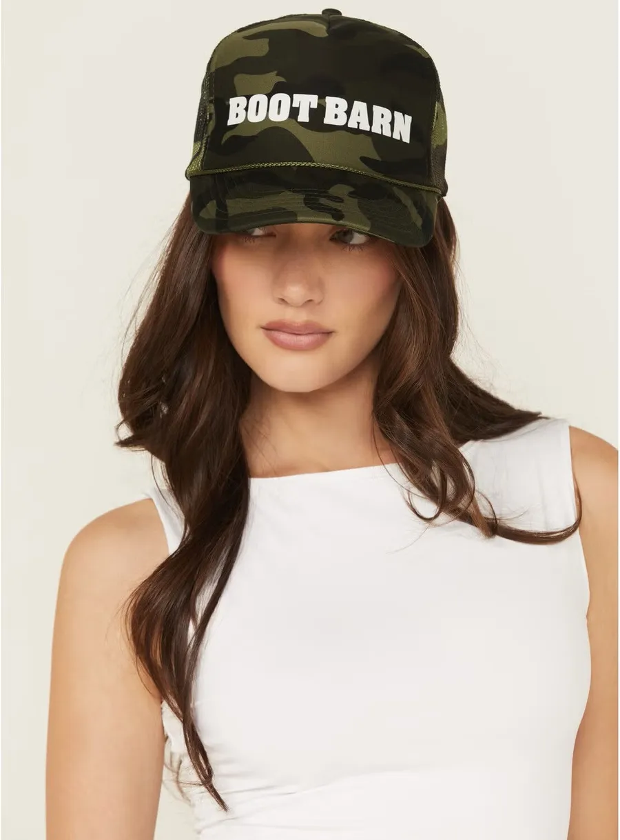 BOOT BARN CAMO PRINT LOGO BALL CAP Green