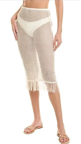 We Wore What Fishnet Crochet Midi Skirt Women's $108 BNWTS