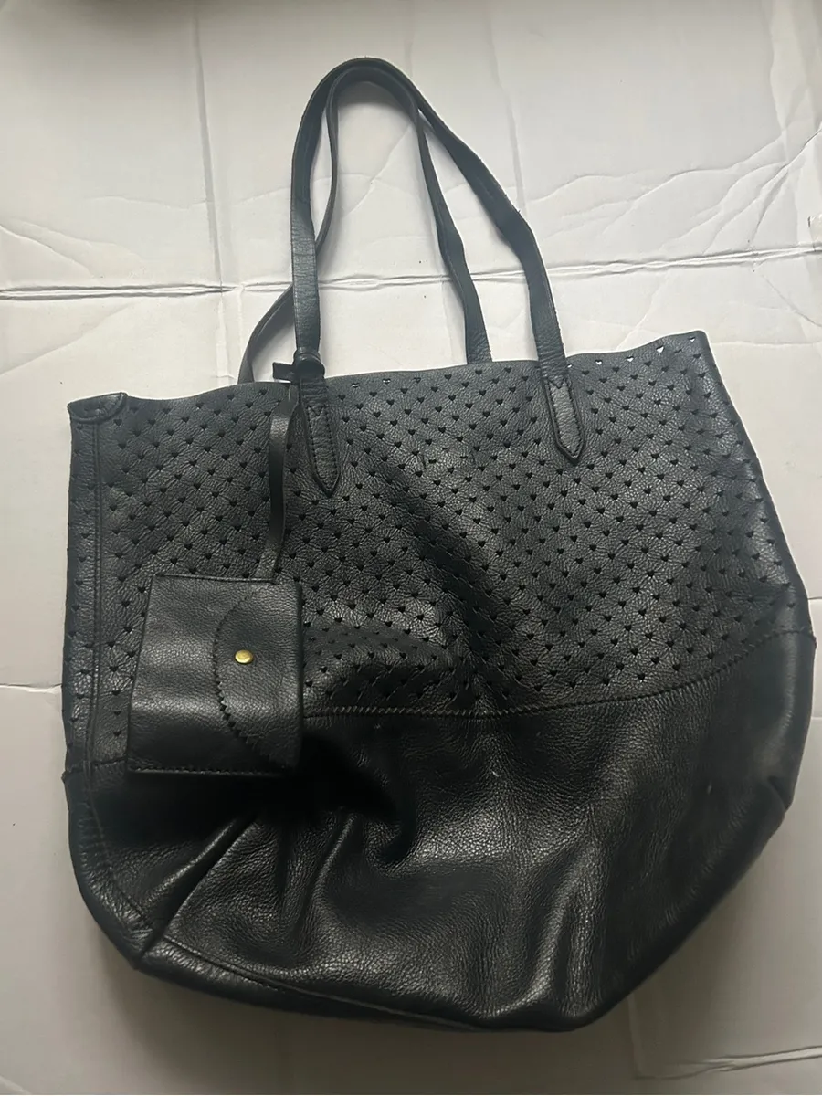 J. Crew Heart Cutout Leather Tote Bag