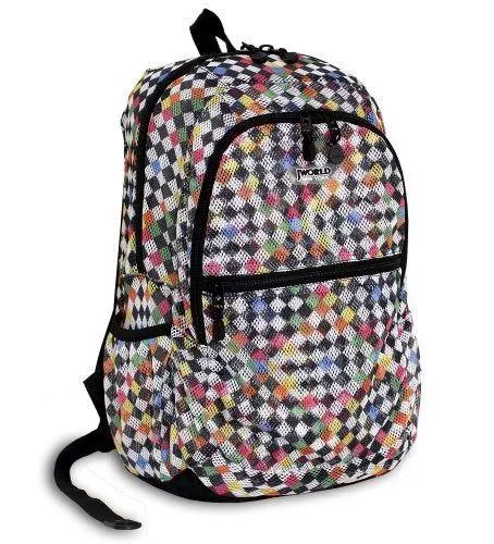 J WORLD NEW YORK MESH BACKPACK, CHECKERS, ONE SIZE bookbag Multiple