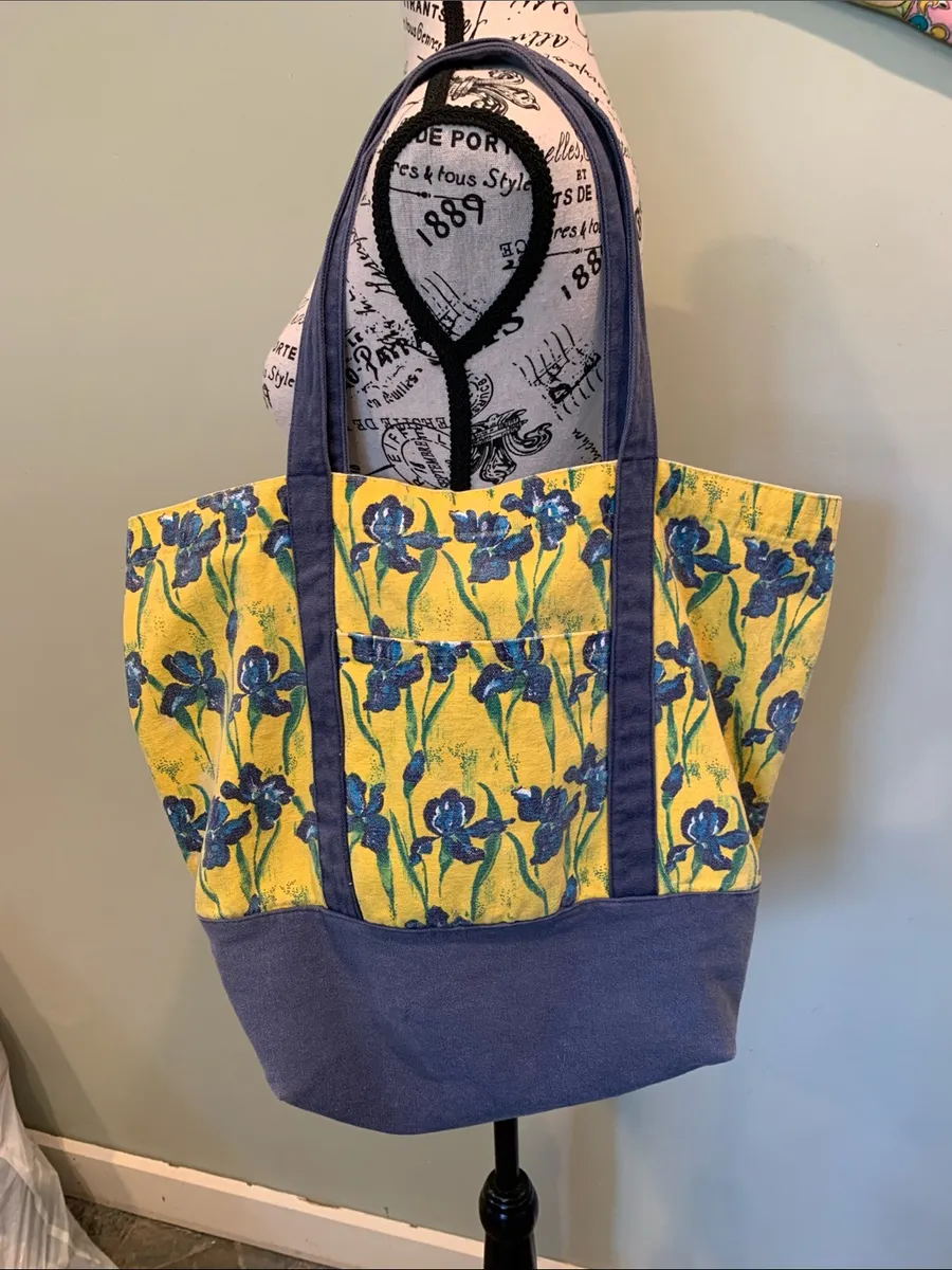 Large Yellow & Blue Floral Irises Lightweight and Sturdy Cotton Canvas Tote Bag