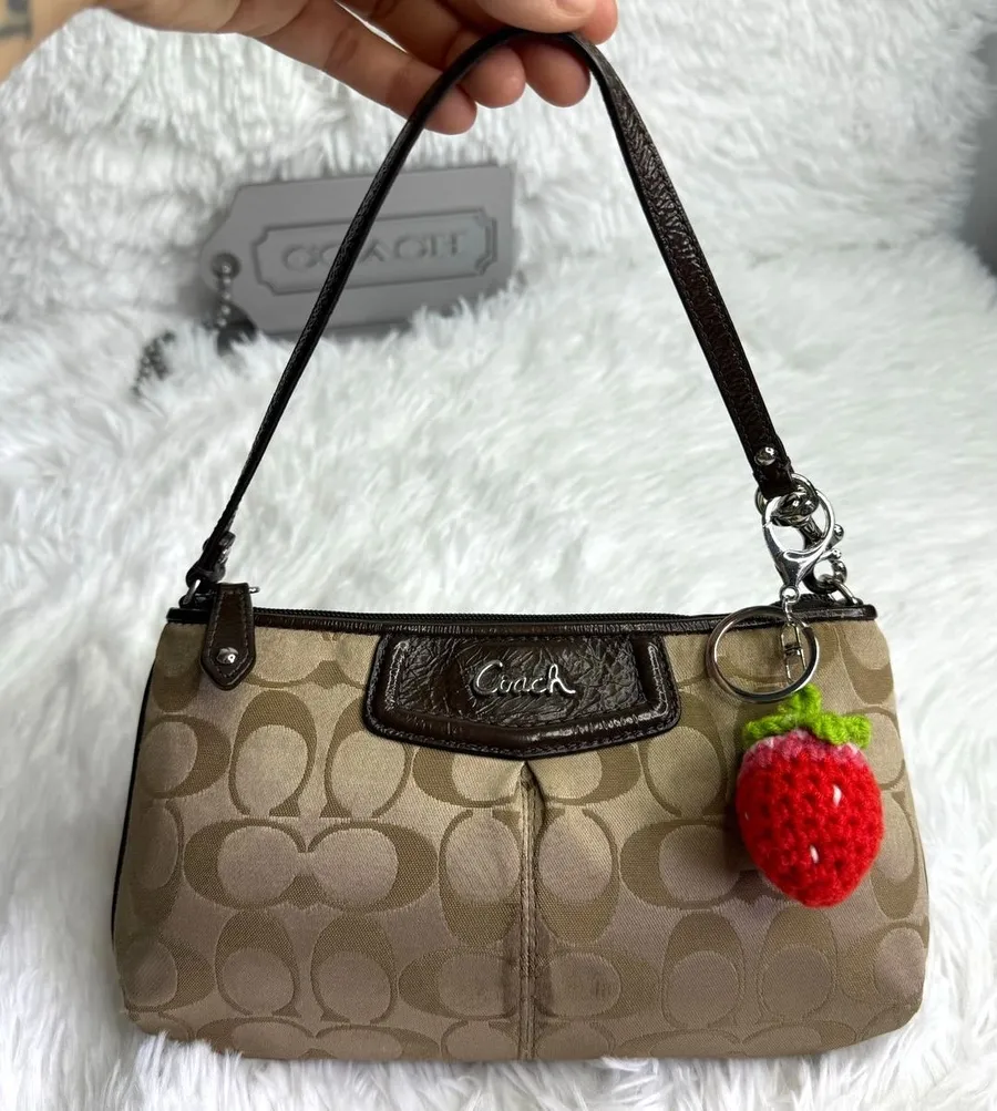 COACH y2k Brown Signature Canvas Wristlet Mini Purse