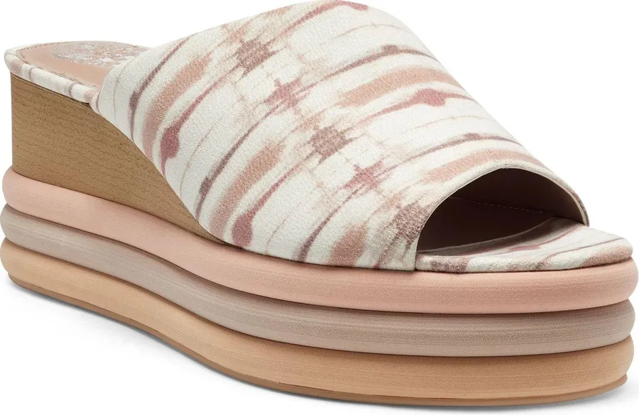 Vince Camuto Pendrea Soft Watercolor Mauve Open Toe Platform Heels Wedge Sandal