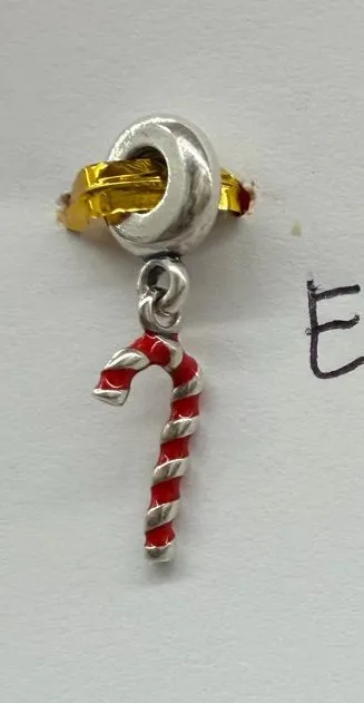 Pandora Retired Red Enamel Candy Cane Christmas Dangle Charm 791193EN09