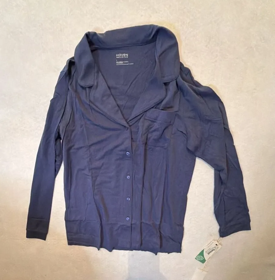 Haven Well Within Tencel Lyocell Pajama Top Size L Blue Size L