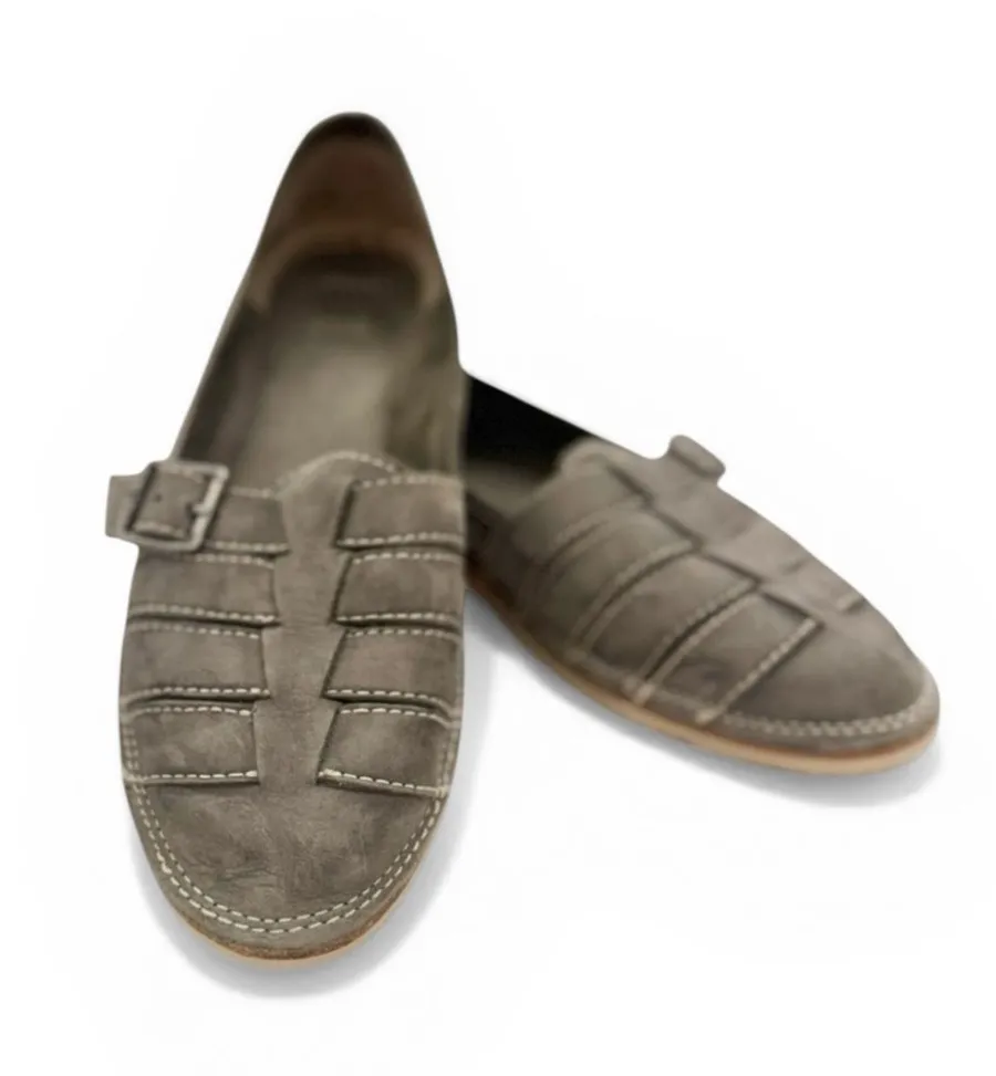 Frye Milly Fisherman Women's Charcoal Leather Slip-on Leather Flats Size 9.5