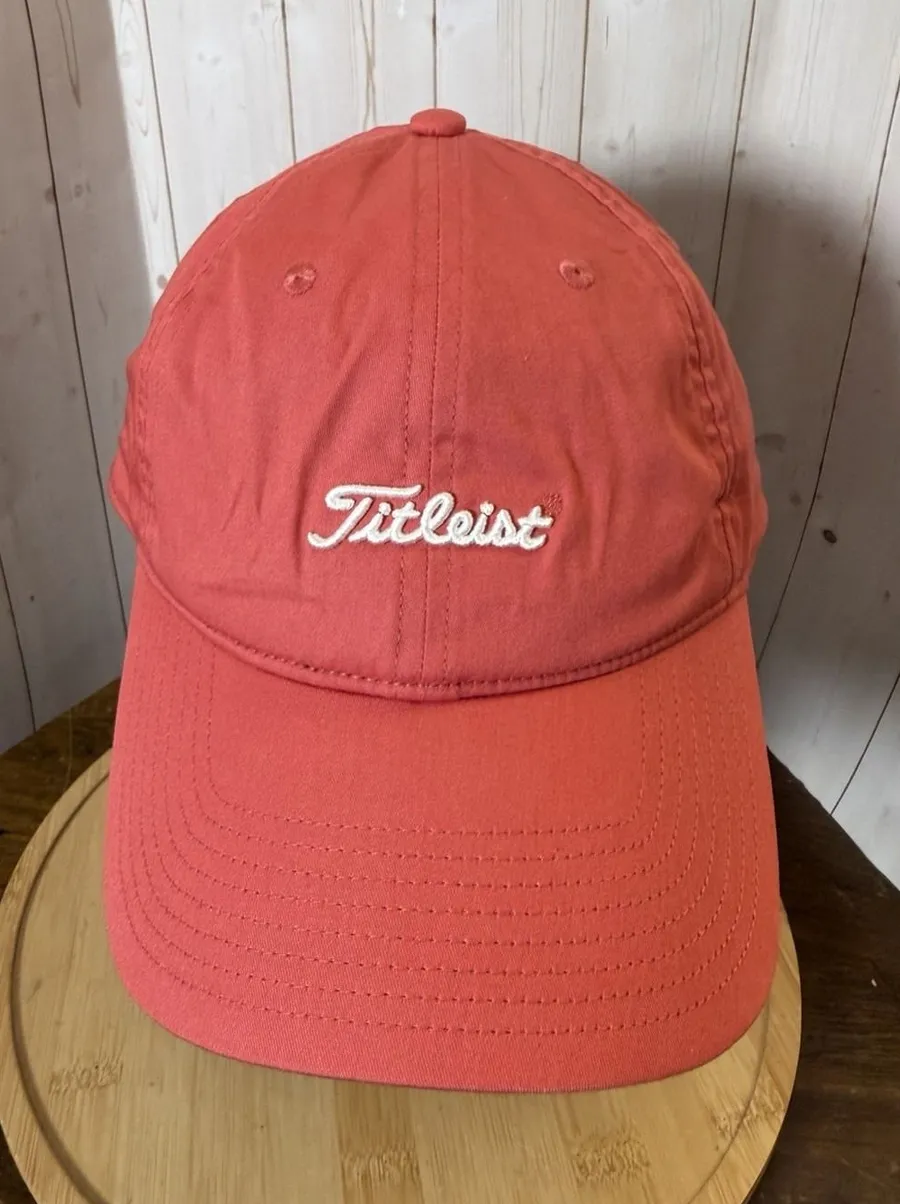 Titleist Golf Hat Cap Coral Adult Adjustable Unisex 100% Cotton Small Logo Euc