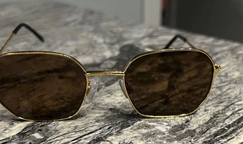 H&M Gold Aviator Sunglasses with Brown Lenses