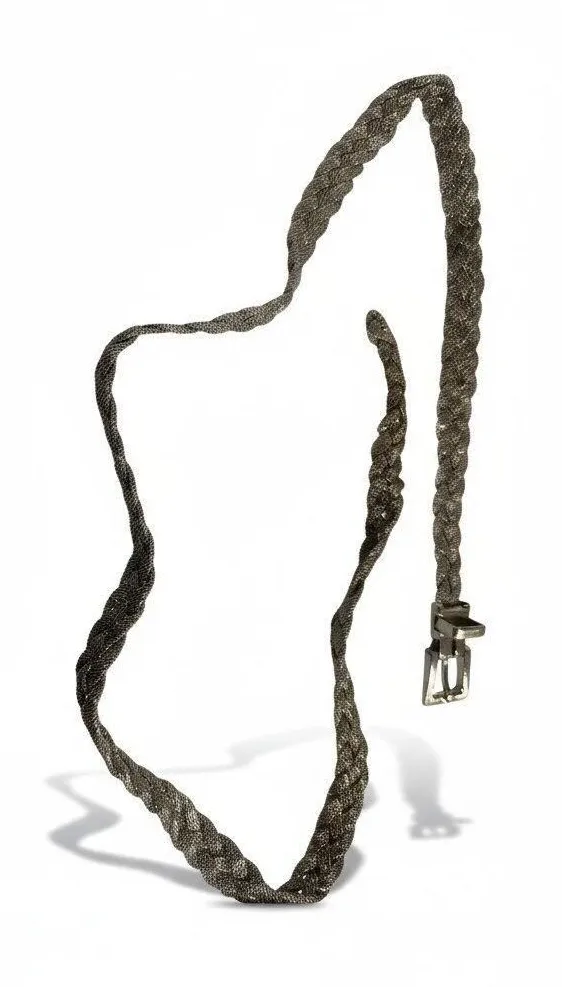 Womens Vintage Braided Chain Belt Metallic Silver Adjustable Dressy Fashion
