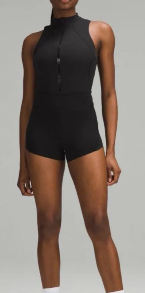 Lululemon Nulux Zip-Up Track Bodysuit 3" 8 Running Black NWT