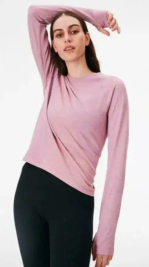 Outdoor Voices Seamless Long Sleeve Athletic Top SeamlessPique Pink Lightweight