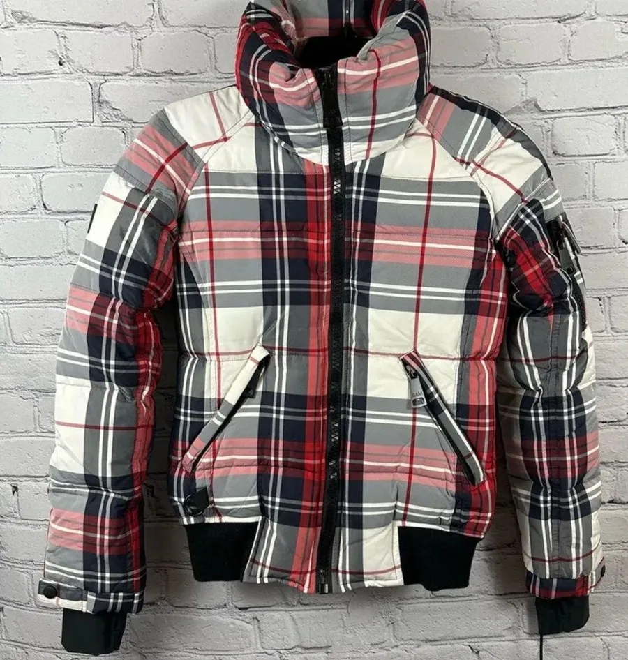 SAM. Freestyle Down Bomber Jacket Alpine Plaid Wind & Water Resistant XS NWT Multiple