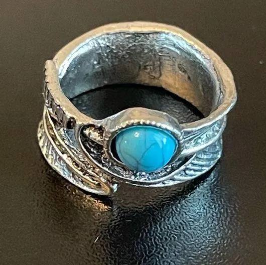 Turquoise stone tribe ring size 5