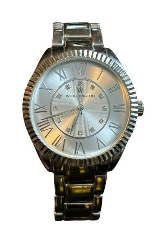 Worthington Women's Silver Analog Watch With Roman Numerals & Metal Bracelet