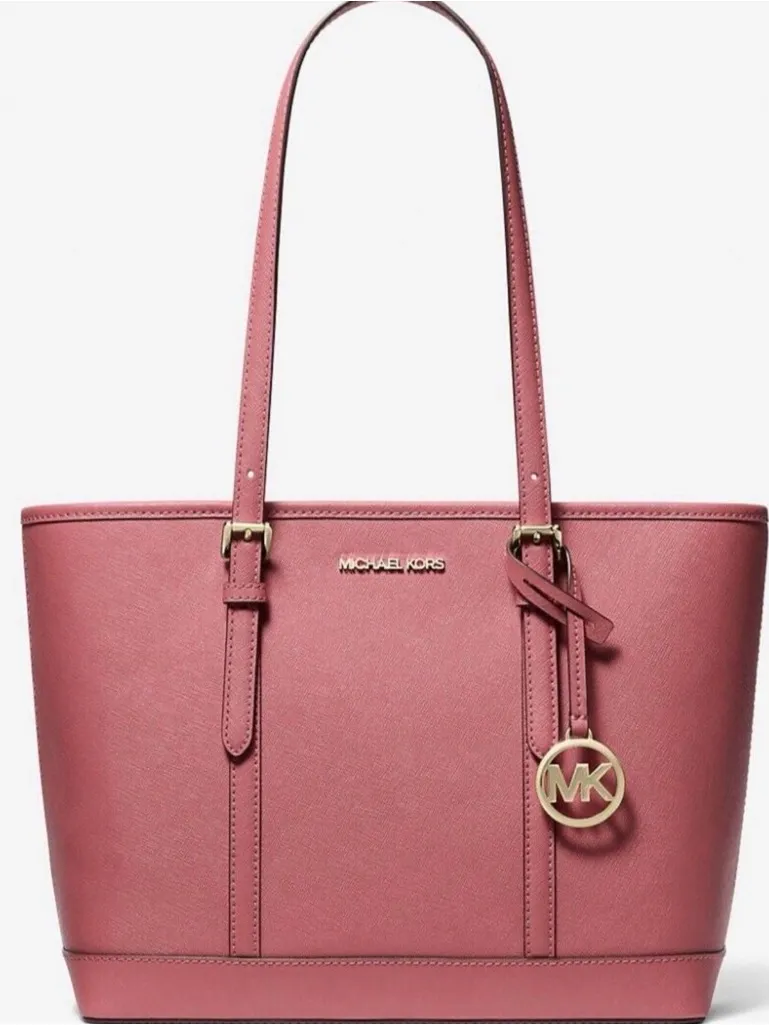Michael Kors Rose Pink Saffiano Leather Tote with Gold Hardware