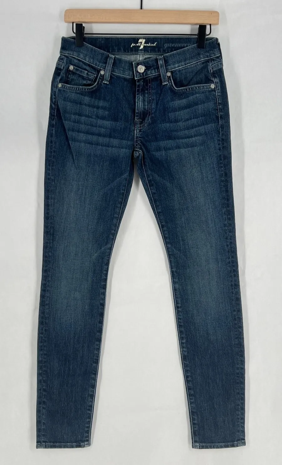 7 For All Mankind Gwenevere Skinny Jeans Womens 27 Blue Denim Stretch Mid Rise
