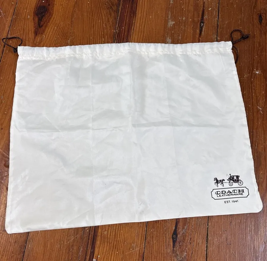 Vintage Coach NY Satin Cream Large Storage Dust bag with Drawstring 19" X 15"