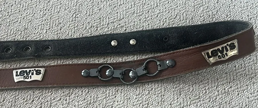 Vintage 501 Levi's Brown Leather Belt with metal Accents
