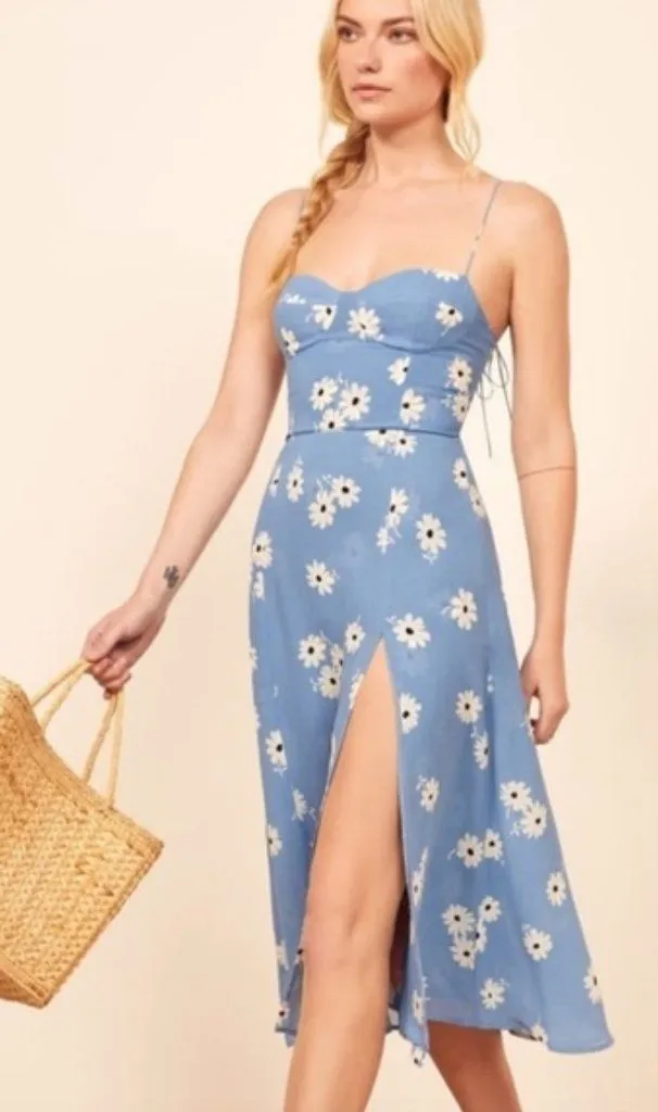 Reformation Juliette Dress, Daisy Blue Print
