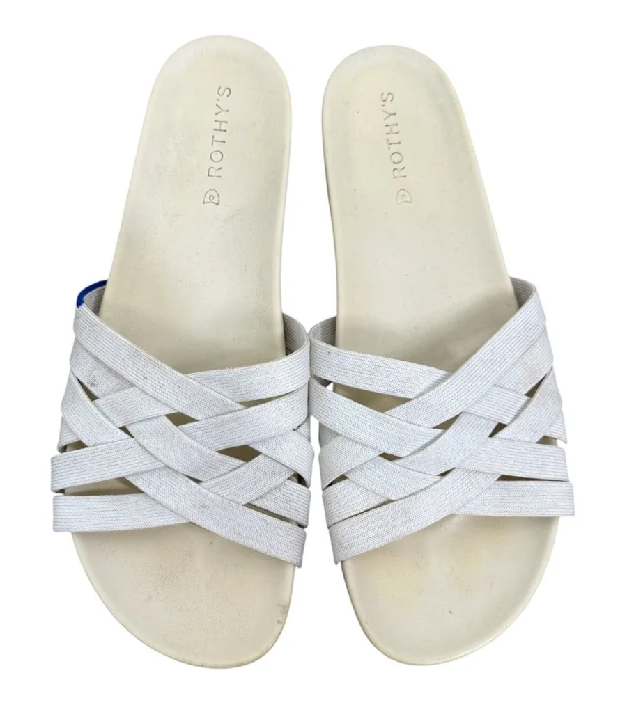 Rothy's The Slide Sandal Cloud White Womens Sz 11.5 Strappy Neutral Casual
