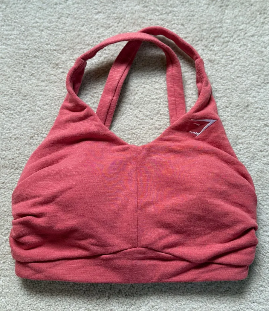 Gymshark Ruched Sports Bra Pink Drawstring Back Size Small