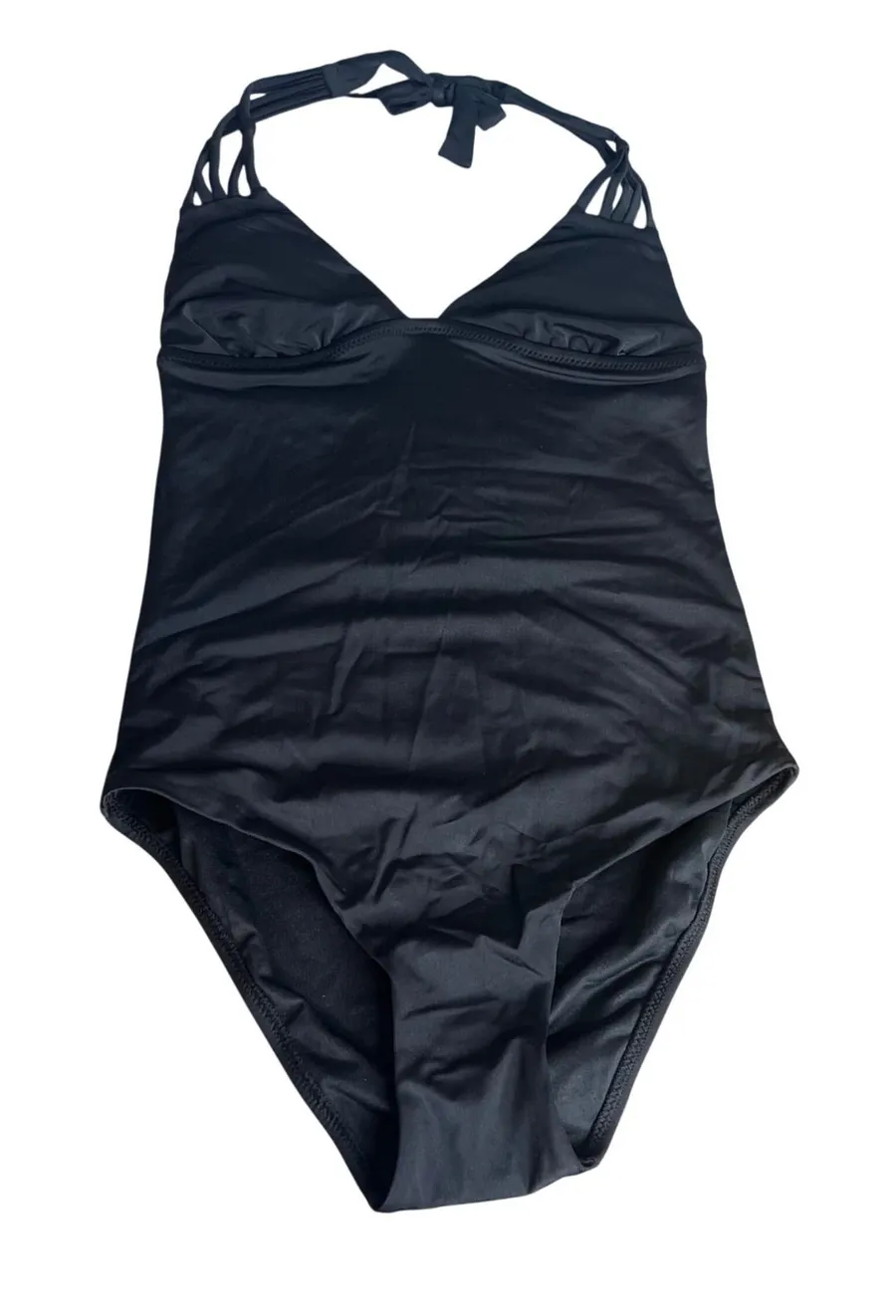 Bras N Things One Piece Swimsuit US Size 4 Black Couture Halter NWT