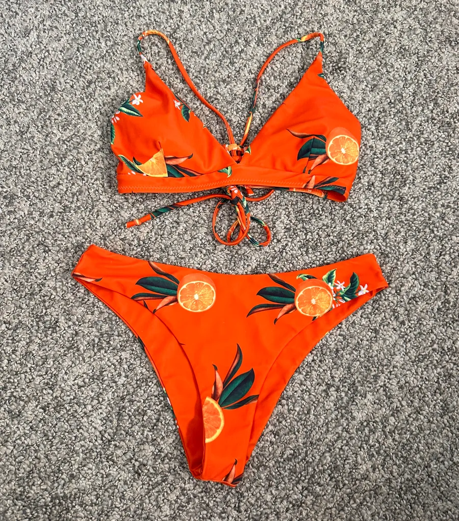 Orange Blossom Print Bikini Set