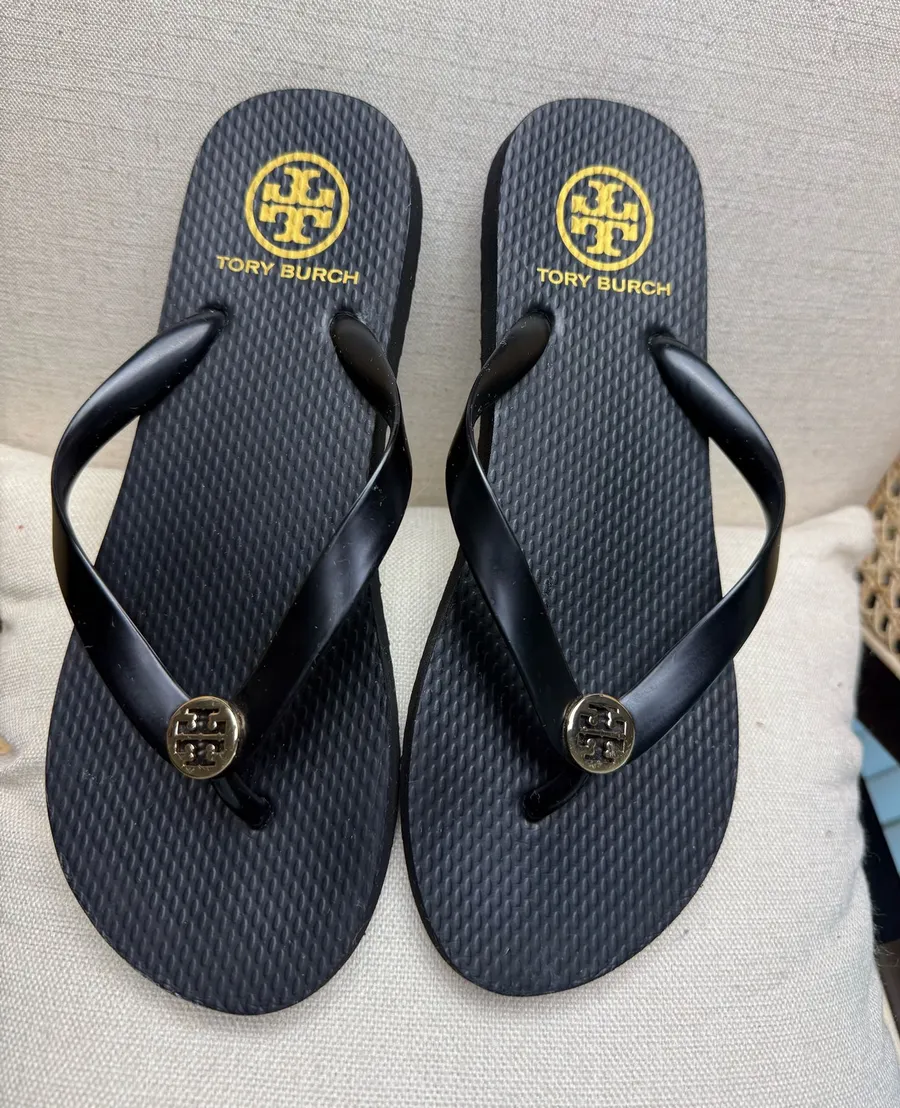 Tory Burch Black Flip Flips