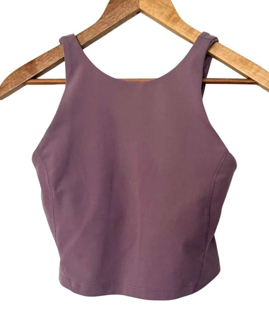Lululemon Align High Neck Tank Top Purple Mauve Cropped Gym Workout Bra Size 4