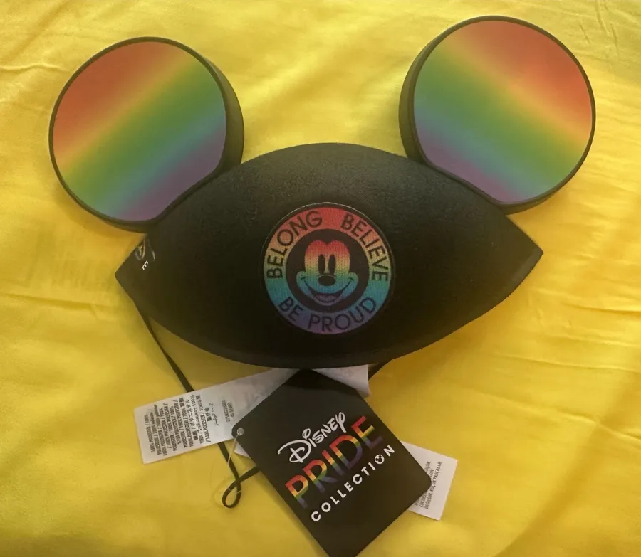 NWT Disney Parks Mickey Mouse “ Belong, Believe, Be Proud” LGBT Rainbow Hat Ears