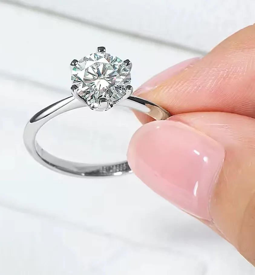 2 Carat Platinum Solitaire Simulated Diamond Engagement Wedding Ring, Size 10