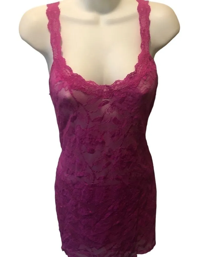Victoria’s Secret SEXY Sheer Stretch Lace Chemise Cut~Out Sz. L Violet Coquette
