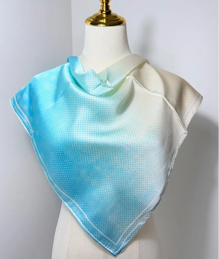 Elegant Gradient Blue and Beige Women's Scarf