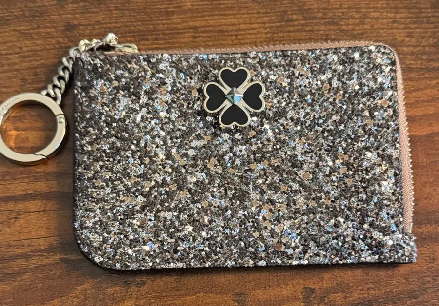 KATE SPADE Odette Gold Glitter Key Ring Mini Wallet/Card Holder