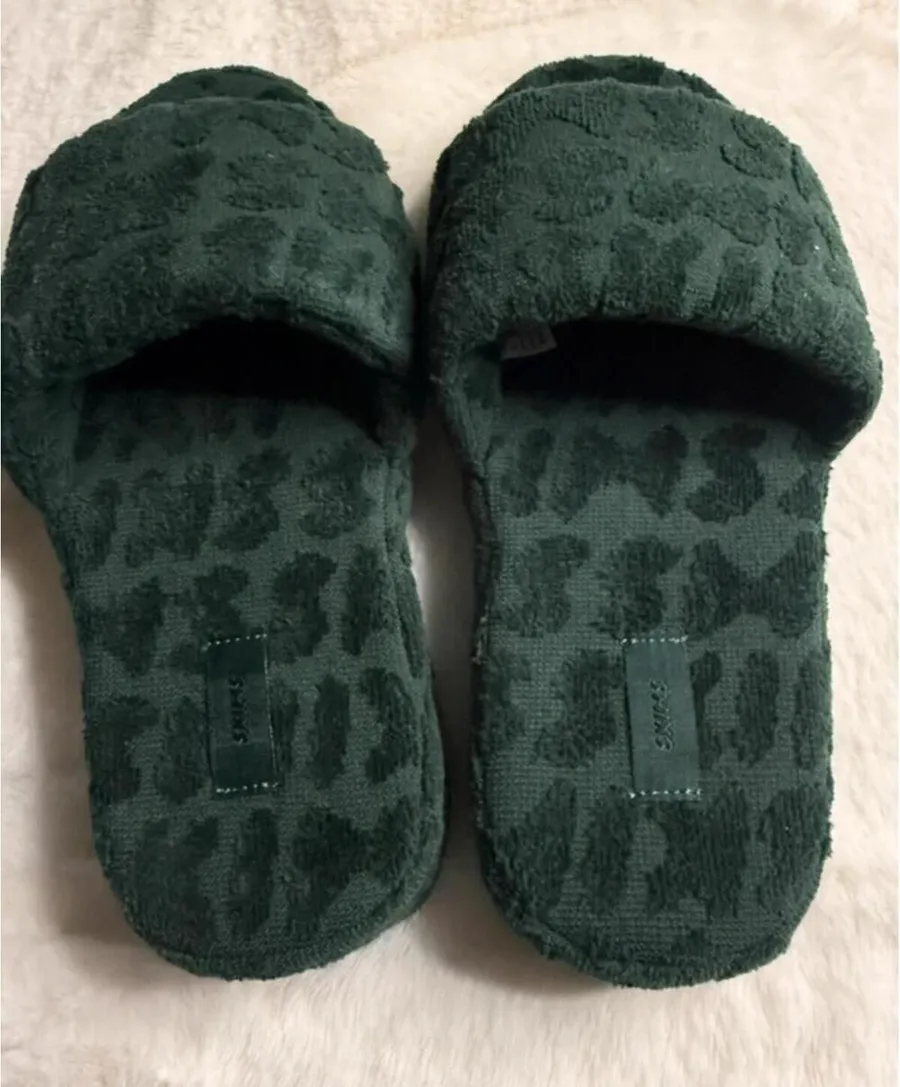 SKIMS Spa Terry Platform Slide Slippers Pine Green EU 37 / US 6.5-7 New