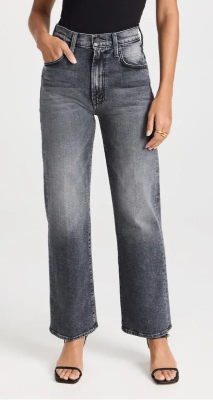 MOTHER Superior The Rambler Zip Flood Outta Sight Jeans In Charcoal Womens 27 Gray Size 28