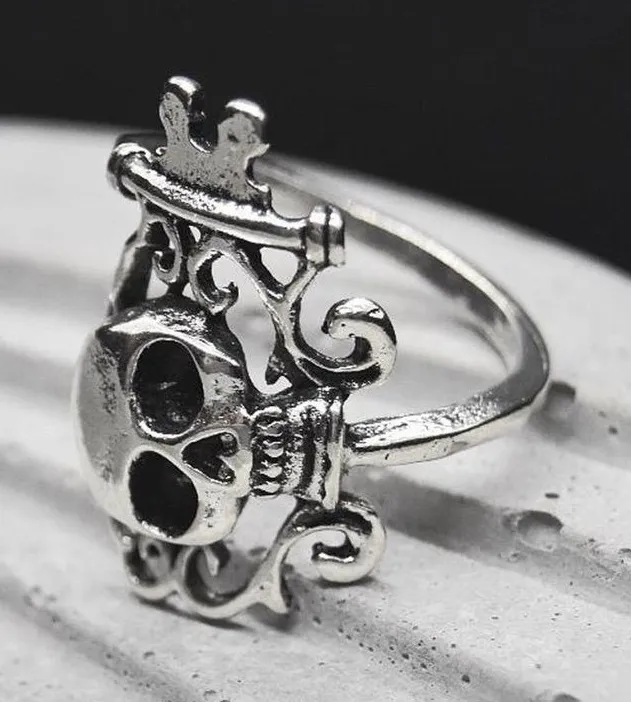 Silver Skull Key Ring with Black Eyes