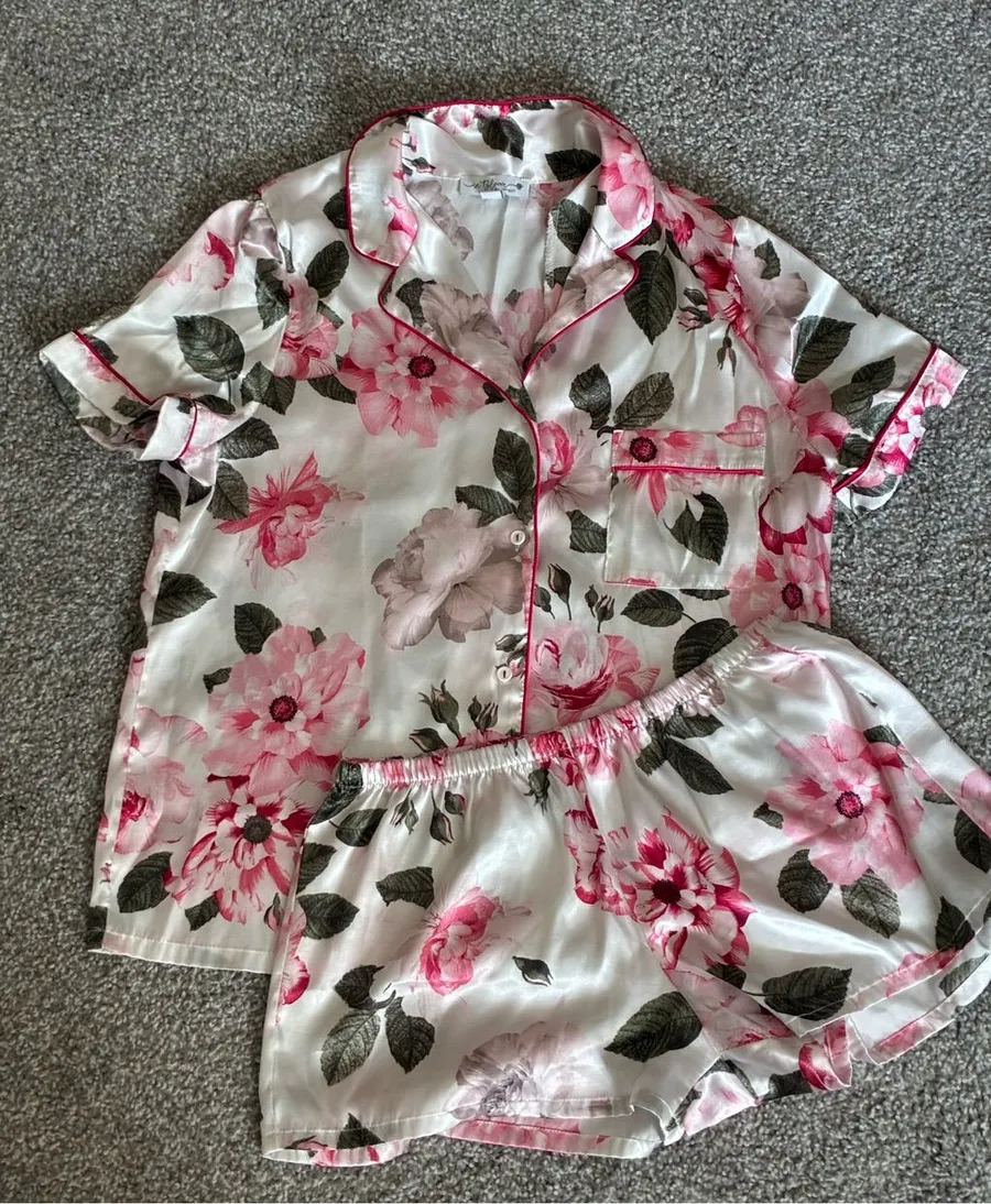 Floral Satin Short Pajama Set