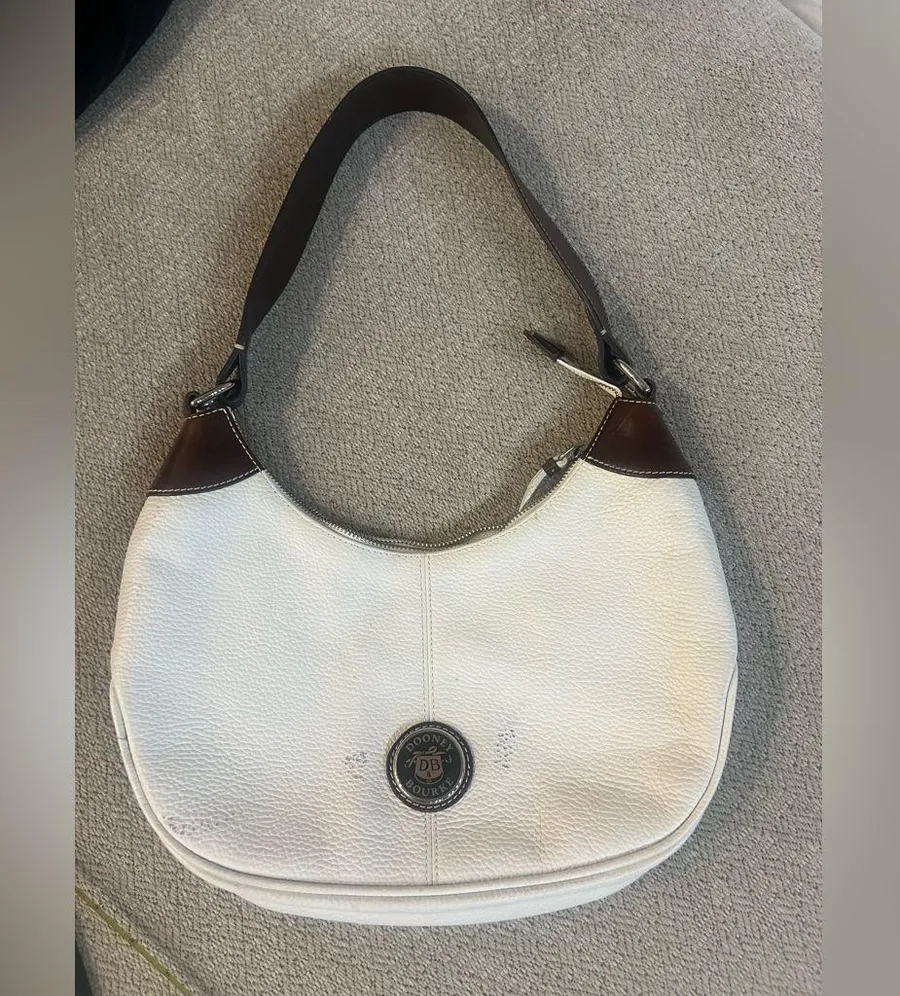 Dooney & Bourke Cream and Brown Hobo Bag