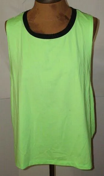 New Womens Nike Swim Womens Tank Cover Mesh Back XL Workout Bright Green Black
