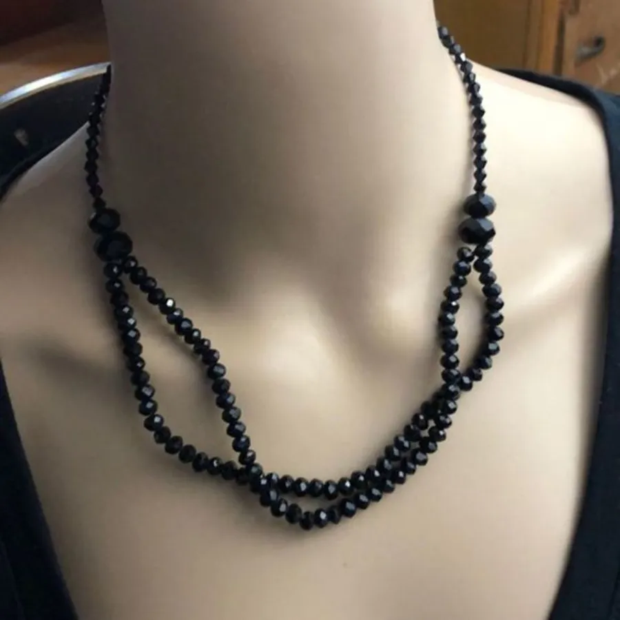 Beautiful black cut glass necklace