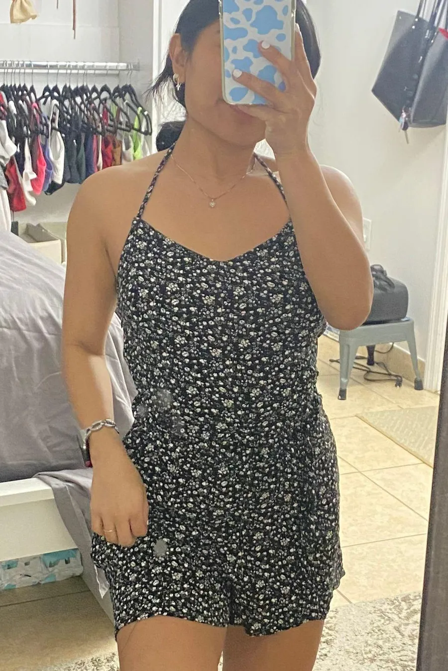 Floral Print Halter Romper