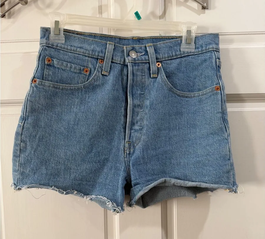 Levi's 501 Light Blue Denim High Waist Cutoff Shorts