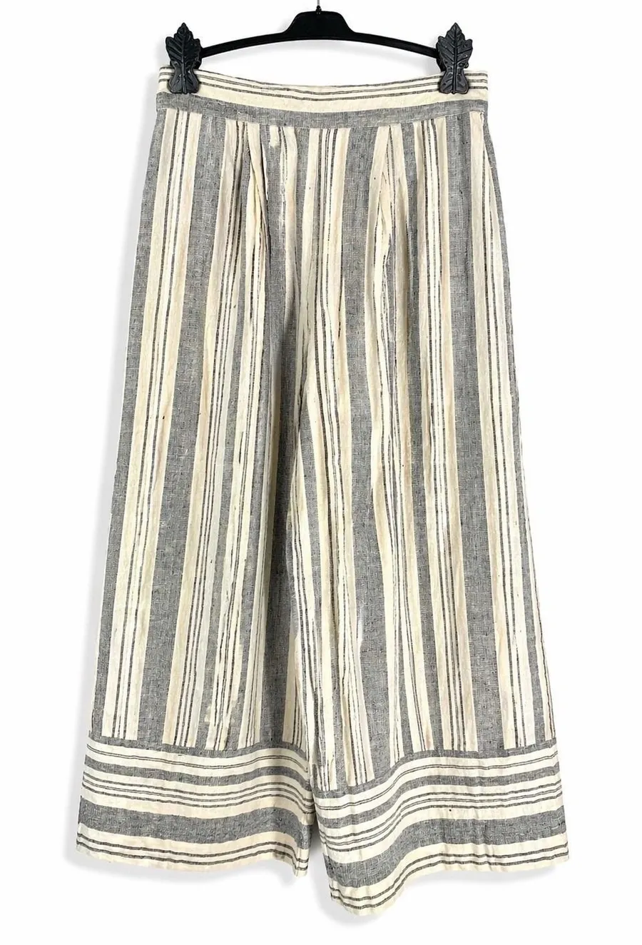 Forever 21 Striped Linen Blend Wide Leg Crop Pants Medium